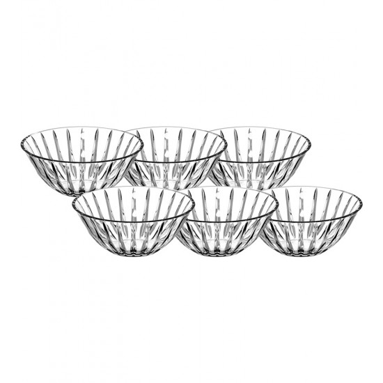 Jogo 7 Peças Para Sobremesa 1 Saladeira Com 6 Bowls Soho Em Cristal Ecológico